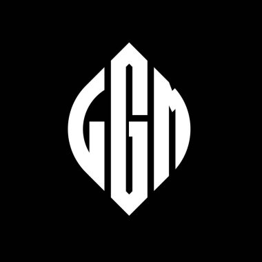Çember ve elips şekilli LGM daire harf logosu tasarımı. Tipografik biçimli LGM elips harfleri. Üç baş harf daire şeklinde bir logo oluşturuyor. LGM Çember Amblemi Soyut Monogram Harf İşaretleyici Vektörü.
