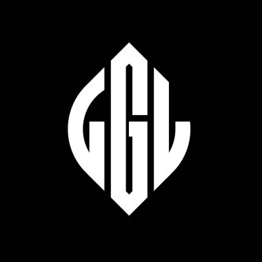Çember ve elips şekilli LGL daire harf logosu tasarımı. Tipografik biçimli LGL elips harfleri. Üç baş harf daire şeklinde bir logo oluşturuyor. LGL Çember Amblemi Soyut Monogram Harf İşaretleyici Vektörü.
