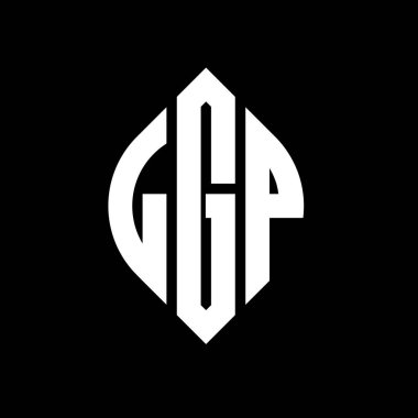 Çember ve elips şekilli LGP daire harf logosu tasarımı. Tipografik biçimli LGP elips harfleri. Üç baş harf daire şeklinde bir logo oluşturuyor. LGP Çember Amblemi Soyut Monogram Harf İşaretleyici Vektörü.