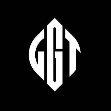 Çember ve elips şekilli LGT daire harf logosu tasarımı. Tipografik biçimli LGT elips harfleri. Üç baş harf daire şeklinde bir logo oluşturuyor. LGT Çember Amblemi Soyut Monogram Harf İşaretleyici Vektörü.