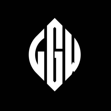 Çember ve elips şekilli LGW daire harf logosu tasarımı. Tipografik biçimli LGW elips harfleri. Üç baş harf daire şeklinde bir logo oluşturuyor. LGW Çember Amblemi Soyut Monogram Harf İşaretleyici Vektörü.
