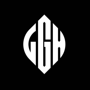 Çember ve elips şekilli LGX daire harf logosu tasarımı. Tipografik biçimli LGX elips harfleri. Üç baş harf daire şeklinde bir logo oluşturuyor. LGX Çember Amblemi Soyut Monogram Harf İşaretleyici Vektörü.