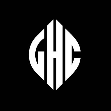 Çember ve elips şekilli LHC daire harf logosu tasarımı. Tipografik biçimli LHC elips harfleri. Üç baş harf daire şeklinde bir logo oluşturuyor. LHC Çember Amblemi Soyut Monogram Harf İşaretleyici Vektörü.