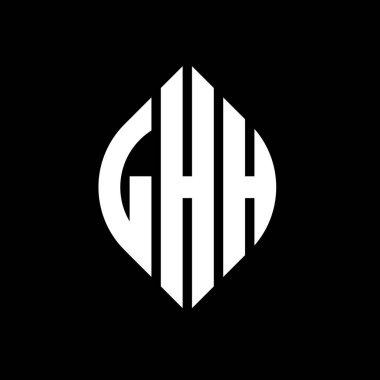 Çember ve elips şekilli LHH daire harf logosu tasarımı. Tipografik biçimli LHH elips harfleri. Üç baş harf daire şeklinde bir logo oluşturuyor. LHH Çember Amblemi Soyut Monogram Harf İşaretleyici Vektörü.