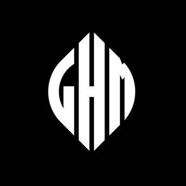 Çember ve elips şekilli LHM daire harf logosu tasarımı. Tipografik biçimli LHM elips harfleri. Üç baş harf daire şeklinde bir logo oluşturuyor. LHM Çember Amblemi Soyut Monogram Harf İşaretleyici Vektörü.