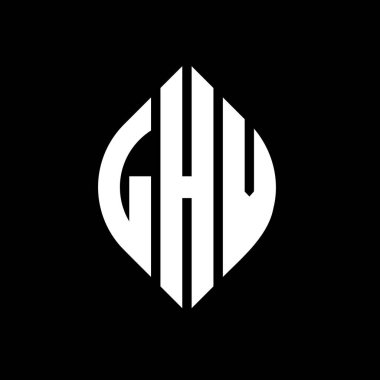 Çember ve elips şekilli LHV daire harf logosu tasarımı. Tipografik biçimli LHV elips harfleri. Üç baş harf daire şeklinde bir logo oluşturuyor. LHV Çember Amblemi Soyut Monogram Harf İşaretleyici Vektörü.
