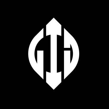 Çember ve elips şekilli LIJ daire harf logosu tasarımı. LIJ elips harfleri tipografik tarzda. Üç baş harf daire şeklinde bir logo oluşturuyor. LIJ Çember Amblemi Soyut Monogram Harf İşaretleyici Vektörü.