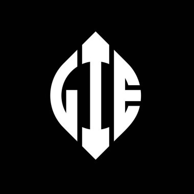 Çember ve elips şekilli LIE daire harf logosu tasarımı. LIE elips harfleri tipografik tarzda. Üç baş harf daire şeklinde bir logo oluşturuyor. LIE Çember Amblemi Soyut Monogram Harf İşaretleme Vektörü.