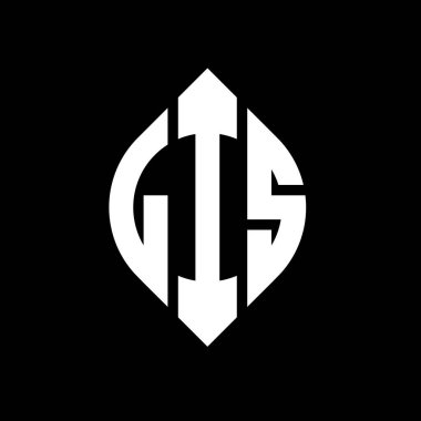 Çember ve elips şekilli LIS daire harf logosu tasarımı. Tipografik biçimli LIS elips harfleri. Üç baş harf daire şeklinde bir logo oluşturuyor. LIS Çemberi Amblemi Soyut Monogram Harf İşaretleme Vektörü.