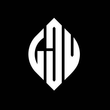 Çember ve elips şekilli LJV daire harf logosu tasarımı. Tipografik biçimli LJV elips harfleri. Üç baş harf daire şeklinde bir logo oluşturuyor. LJV Çember Amblemi Soyut Monogram Harf İşaretleyici Vektörü.