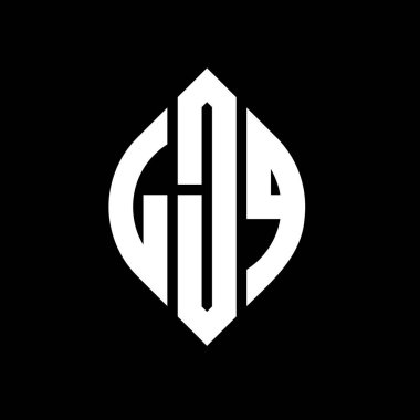 Çember ve elips şekilli LJQ daire harf logosu tasarımı. Tipografik biçimli LJQ elips harfleri. Üç baş harf daire şeklinde bir logo oluşturuyor. LJQ Çemberi Amblemi Soyut Monogram Harf İşaretleyici Vektörü.