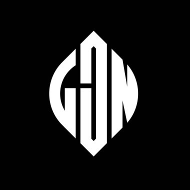 Çember ve elips şekilli LJN daire harf logosu tasarımı. Tipografik biçimli LJN elips harfleri. Üç baş harf daire şeklinde bir logo oluşturuyor. LJN Çember Amblemi Soyut Monogram Harf İşaretleyici Vektörü.