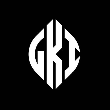 Çember ve elips şekilli LKI daire harf logosu tasarımı. Tipografik biçimli LKI elips harfleri. Üç baş harf daire şeklinde bir logo oluşturuyor. LKI Çember Amblemi Soyut Monogram Harf İşaretleme Vektörü.