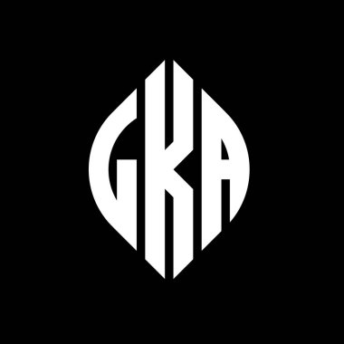 Çember ve elips şekilli LKA daire harf logosu tasarımı. Tipografik biçimli LKA elips harfleri. Üç baş harf daire şeklinde bir logo oluşturuyor. LKA Çember Amblemi Soyut Monogram Harf İşaretleyici Vektörü.