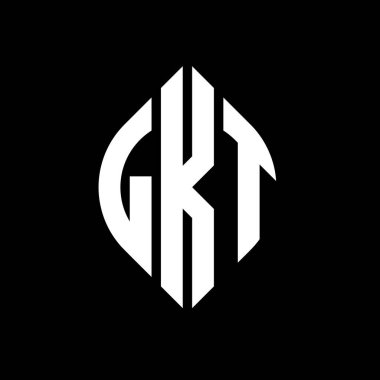 Çember ve elips şekilli LKT daire harf logosu tasarımı. Tipografik biçimli LKT elips harfleri. Üç baş harf daire şeklinde bir logo oluşturuyor. LKT Çemberi Amblemi Soyut Monogram Harf İşaretleyici Vektörü.