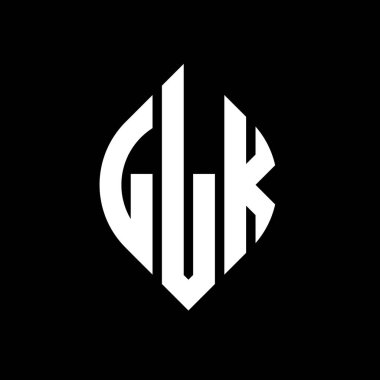 Çember ve elips şekilli LLK daire harf logosu tasarımı. Tipografik biçimli LLK elips harfleri. Üç baş harf daire şeklinde bir logo oluşturuyor. LLK Çemberi Amblemi Soyut Monogram Harf İşaretleyici Vektörü.