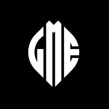 Çember ve elips şekilli LME daire harf logosu tasarımı. Tipografik biçimli LME elips harfleri. Üç baş harf daire şeklinde bir logo oluşturuyor. LME Çemberi Amblemi Soyut Monogram Harf İşaretleyici Vektörü.
