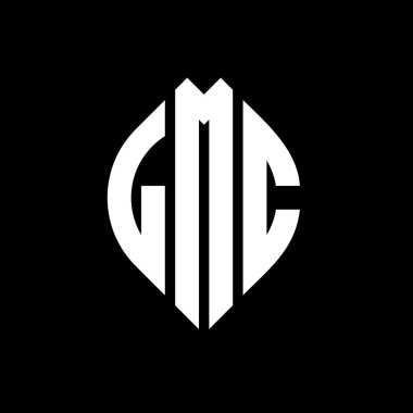 Çember ve elips şekilli LMC daire harf logosu tasarımı. Tipografik biçimli LMC elips harfleri. Üç baş harf daire şeklinde bir logo oluşturuyor. LMC Çember Amblemi Soyut Monogram Harf İşaretleyici Vektörü.