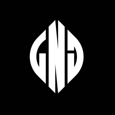 Çember ve elips şekilli LNJ daire harf logosu tasarımı. Tipografik tarzda LNJ elips harfleri. Üç baş harf daire şeklinde bir logo oluşturuyor. LNJ Çember Amblemi Soyut Monogram Harf İşaretleyici Vektörü.