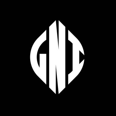 Çember ve elips şekilli LNI daire harf logosu tasarımı. Tipografik tarzda LNI elips harfleri. Üç baş harf daire şeklinde bir logo oluşturuyor. LNI Çember Amblemi Soyut Monogram Harf İşaretleyici Vektörü.