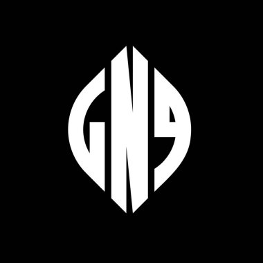 Çember ve elips şekilli LNQ daire harf logosu tasarımı. Tipografik biçimli LNQ elips harfleri. Üç baş harf daire şeklinde bir logo oluşturuyor. LNQ Çemberi Amblemi Soyut Monogram Harf İşaretleyici Vektörü.