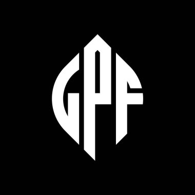 Çember ve elips şekilli LPF daire harf logosu tasarımı. Tipografik biçimli LPF elips harfleri. Üç baş harf daire şeklinde bir logo oluşturuyor. LPF Çember Amblemi Soyut Monogram Harf İşaretleyici Vektörü.