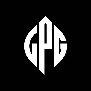 Çember ve elips şekilli LPG daire harf logosu tasarımı. Tipografik biçimli LPG elips harfleri. Üç baş harf daire şeklinde bir logo oluşturuyor. LPG Çember Amblemi Soyut Monogram Harf İşaretleyici Vektörü.