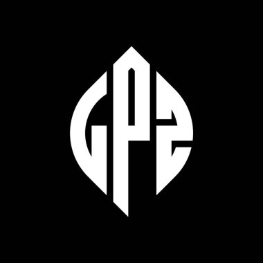 Çember ve elips şekilli LPZ daire harf logosu tasarımı. Tipografik biçimli LPZ elips harfleri. Üç baş harf daire şeklinde bir logo oluşturuyor. LPZ Çember Amblemi Soyut Monogram Harf İşaretleyici Vektörü.
