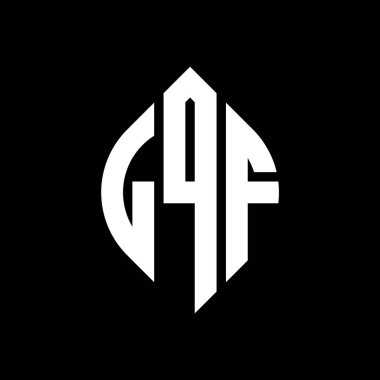 Çember ve elips şekilli LQF daire harf logosu tasarımı. Tipografik biçimli LQF elips harfleri. Üç baş harf daire şeklinde bir logo oluşturuyor. LQF Çember Amblemi Soyut Monogram Harf İşaretleyici Vektörü.