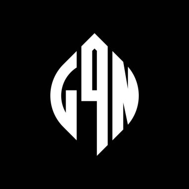 Çember ve elips şekilli LQN daire harf logosu tasarımı. Tipografik biçimli LQN elips harfleri. Üç baş harf daire şeklinde bir logo oluşturuyor. LQN Çember Amblemi Soyut Monogram Harf İşaretleyici Vektörü.