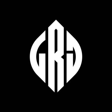 Çember ve elips şekilli LRJ daire harf logosu tasarımı. Tipografik biçimli LRJ elips harfleri. Üç baş harf daire şeklinde bir logo oluşturuyor. LRJ Çember Amblemi Soyut Monogram Harf İşaretleyici Vektörü.