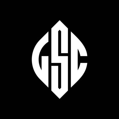 Çember ve elips şekilli LSC daire harf logosu tasarımı. Tipografik biçimli LSC elips harfleri. Üç baş harf daire şeklinde bir logo oluşturuyor. LSC Çemberi Amblemi Soyut Monogram Harf İşaretleyici Vektörü.