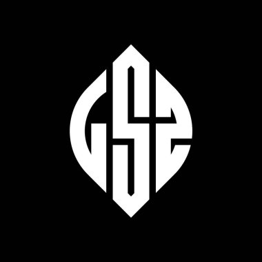 Dairesel ve elips şekilli LSZ daire harf logosu tasarımı. Tipografik biçimli LSZ elips harfleri. Üç baş harf daire şeklinde bir logo oluşturuyor. LSZ Çember Amblemi Soyut Monogram Harf İşaretleyici Vektörü.