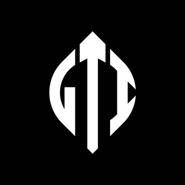 Çember ve elips şekilli LTI daire harf logosu tasarımı. Tipografik şekilli LTI elips harfleri. Üç baş harf daire şeklinde bir logo oluşturuyor. LTI Çember Amblemi Soyut Monogram Harf İşaretleyici Vektörü.