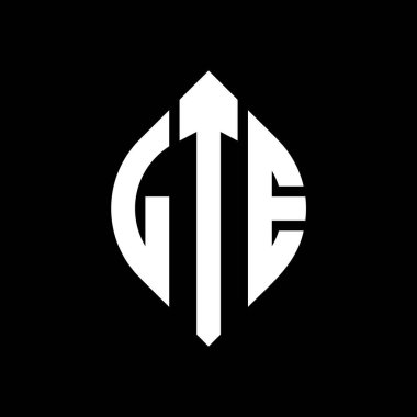Çember ve elips şekilli LTE daire harf logosu tasarımı. Tipografik biçimli LTE elips harfleri. Üç baş harf daire şeklinde bir logo oluşturuyor. LTE Çemberi Amblemi Soyut Monogram Harf İşaretleyici Vektörü.