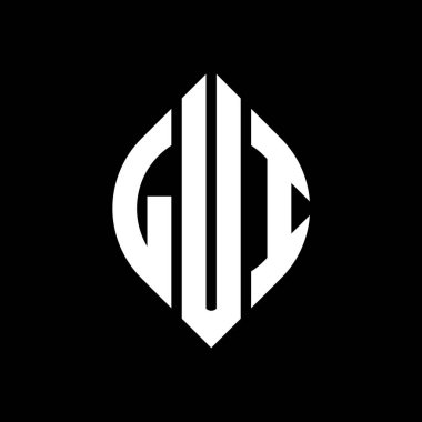 Çember ve elips şekilli LUI daire harf logosu tasarımı. LUI elips harfleri tipografik tarzda. Üç baş harf daire şeklinde bir logo oluşturuyor. LUI Çemberi Amblemi Soyut Monogram Harf İşaretleyici Vektörü.
