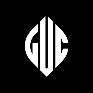 Çember ve elips şekilli LUC daire harf logosu tasarımı. Tipografik biçimli LUC elips harfleri. Üç baş harf daire şeklinde bir logo oluşturuyor. LUC Çember Amblemi Soyut Monogram Harf İşaretleyici Vektörü.