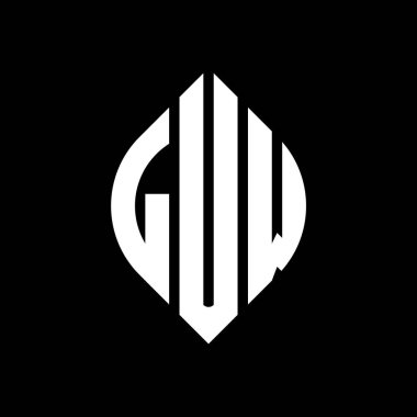 Çember ve elips şekilli LUW daire harf logosu tasarımı. Tipografik biçimli LUW elips harfleri. Üç baş harf daire şeklinde bir logo oluşturuyor. LUW Çember Amblemi Soyut Monogram Harf İşaretleyici Vektörü.