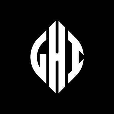 Çember ve elips şekilli LXI daire harf logosu tasarımı. Tipografik biçimli LXI elips harfleri. Üç baş harf daire şeklinde bir logo oluşturuyor. LXI Çember Amblemi Soyut Monogram Harf İşaretleyici Vektörü.