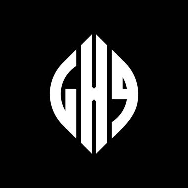 Çember ve elips şekilli LXQ daire harf logosu tasarımı. Tipografik biçimli LXQ elips harfleri. Üç baş harf daire şeklinde bir logo oluşturuyor. LXQ Çember Amblemi Soyut Monogram Harf İşaretleyici Vektörü.
