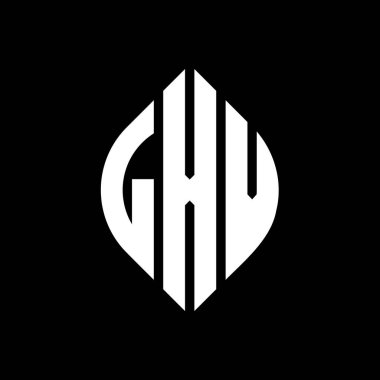 Çember ve elips şekilli LXV daire harf logosu tasarımı. Tipografik biçimli LXV elips harfleri. Üç baş harf daire şeklinde bir logo oluşturuyor. LXV Çember Amblemi Soyut Monogram Harf İşaretleyici Vektörü.