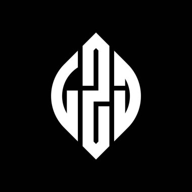 Dairesel ve elips şekilli LZJ daire harf logosu tasarımı. Tipografik biçimli LZJ elips harfleri. Üç baş harf daire şeklinde bir logo oluşturuyor. LZJ Çember Amblemi Soyut Monogram Harf İşaretleyici Vektörü.