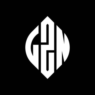 Dairesel ve elips şekilli LZN daire harf logosu tasarımı. Tipografik biçimli LZN elips harfleri. Üç baş harf daire şeklinde bir logo oluşturuyor. LZN Çemberi Amblemi Soyut Monogram Harf İşaretleyici Vektörü.