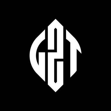 Çember ve elips şekilli LZT daire harf logosu tasarımı. Tipografik biçimli LZT elips harfleri. Üç baş harf daire şeklinde bir logo oluşturuyor. LZT Çemberi Amblemi Soyut Monogram Harf İşaretleyici Vektörü.