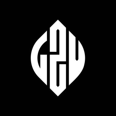 Daire ve elips şekilli LZV daire harf logosu tasarımı. Tipografik biçimli LZV elips harfleri. Üç baş harf daire şeklinde bir logo oluşturuyor. LZV Çember Amblemi Soyut Monogram Harf İşaretleyici Vektörü.