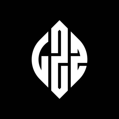 Daire ve elips şekilli LZZ daire harf logosu tasarımı. Tipografik biçimli LZZ elips harfleri. Üç baş harf daire şeklinde bir logo oluşturuyor. LZZ Çember Amblemi Soyut Monogram Harf İşaretleyici Vektörü.