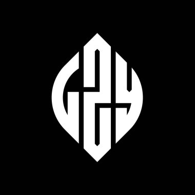Dairesel ve elips şekilli LZY daire harf logosu tasarımı. Tipografik biçimli LZY elips harfleri. Üç baş harf daire şeklinde bir logo oluşturuyor. LZY Çember Amblemi Soyut Monogram Harf İşaretleyici Vektörü.
