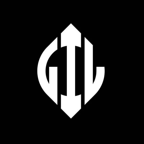 Design Logotipo Letra Círculo Lil Com Forma Círculo Elipse Lil — Vetor de Stock