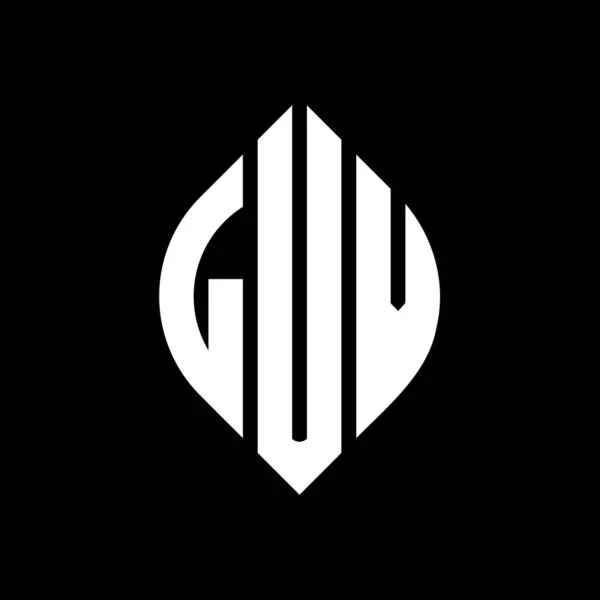 Дизайн Логотипу Luv Кругової Літери Колом Формою Еліпса Luv Еліпс — стоковий вектор