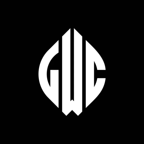Lwc Кругової Літери Логотип Дизайн Колом Формою Еліпса Lwc Еліпс — стоковий вектор